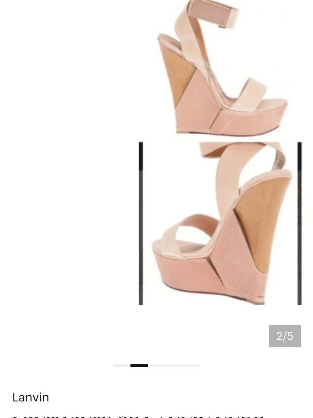 Lanvin NUDE Platform Wedge Sandals with Ankle Strap